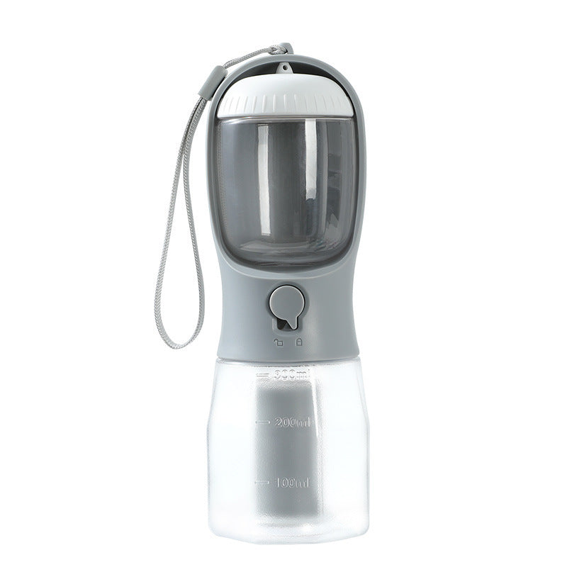 3-in-1 Portable Dog Water Bottle with Food Container & Poop Bag Holder – Leakproof Travel Pet Dispenser