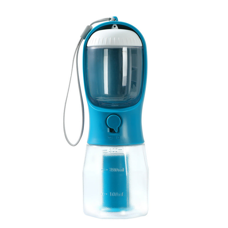 3-in-1 Portable Dog Water Bottle with Food Container & Poop Bag Holder – Leakproof Travel Pet Dispenser