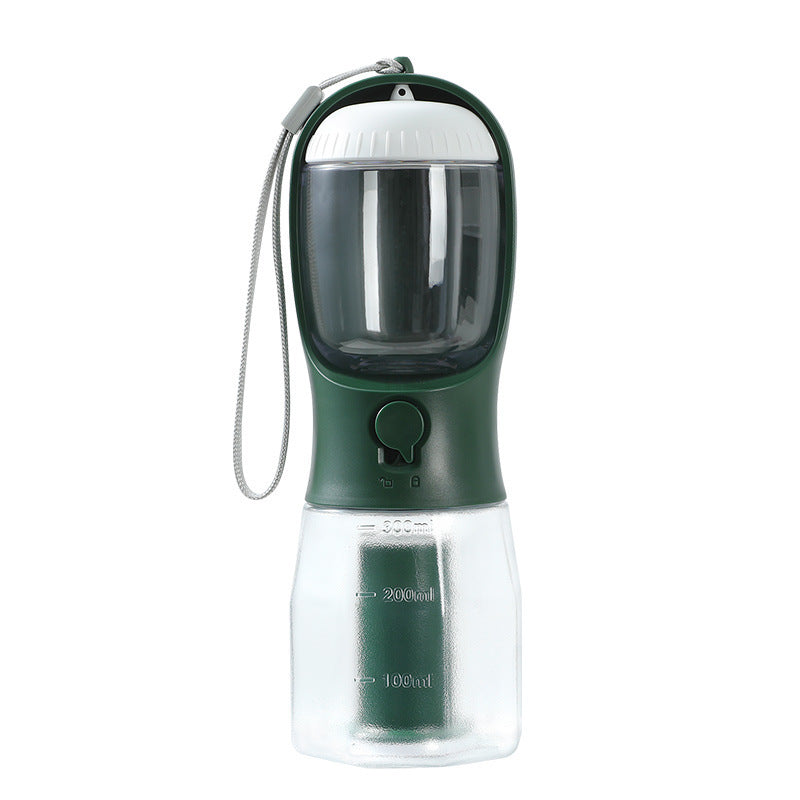 3-in-1 Portable Dog Water Bottle with Food Container & Poop Bag Holder – Leakproof Travel Pet Dispenser